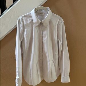 Lafayette 148 New York White Button-Down Cotton Shirt